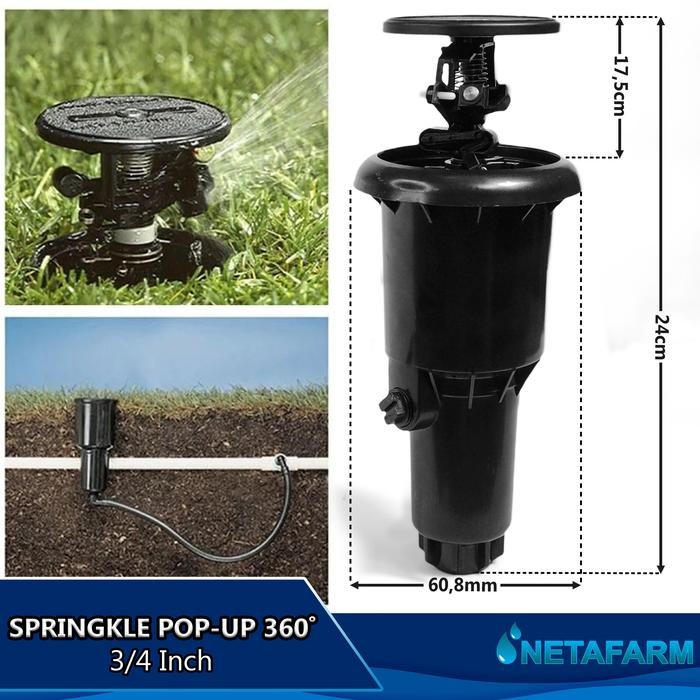 

Sprinkler Pop-Up Auto Rotating 360° 1/2" 3/4" SD1501 - 1 Pcs