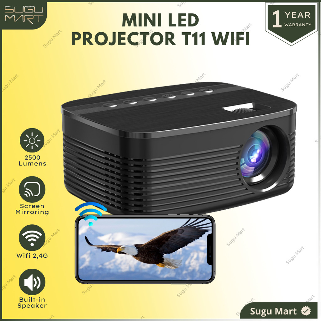 Proyektor Wifi | Proyektor Mini Led T11 Wifi 800 Lumens 720P | Proyektor Mini Wifi | Proyektor Mirro