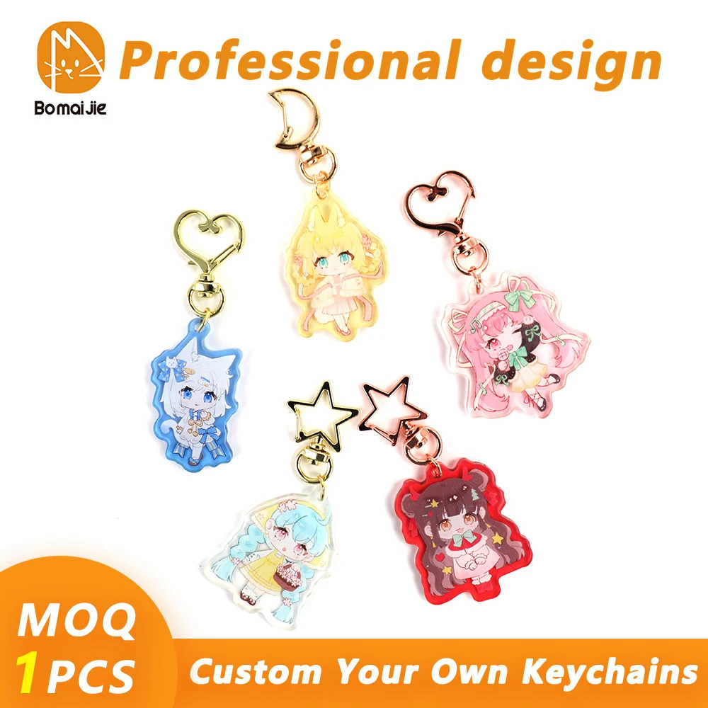 Bomaijie Custom Acrylic Keychain Cartoon Logo Key Chain Photo Customized Transparent Printing Design