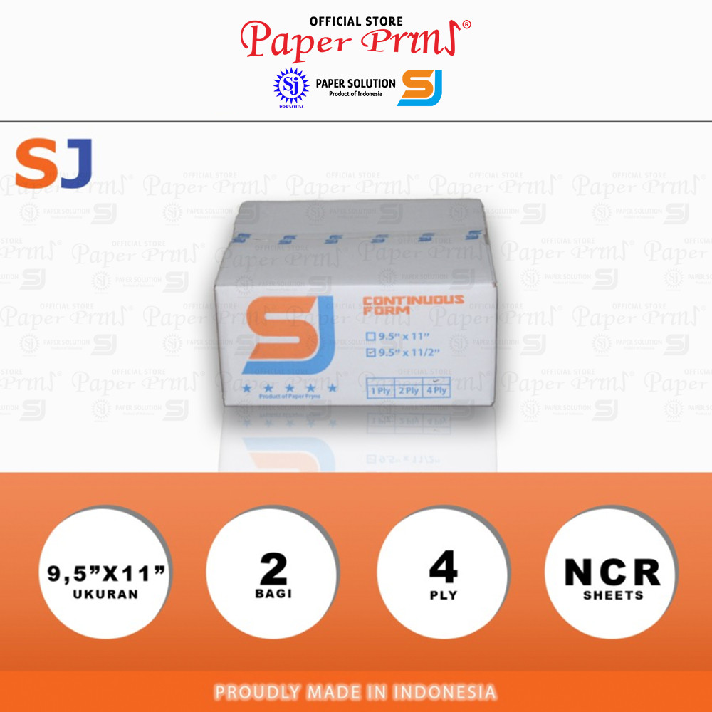 

SJ Orange Kertas Continuous Form 4PLY NCR PRS 9,5" x 11"/2 (Bagi 2)