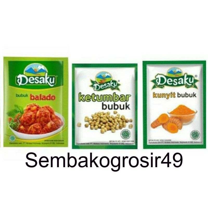 

SSG49 Desaku Ketumbar bubuk /Desaku Kunyit Bubuk 5g 1renteng 12sachet/Bawang bubuk/Desaku Bumbu