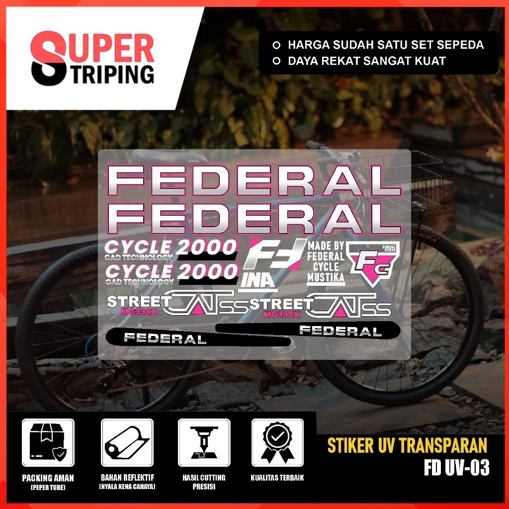 Stiker Decal FEDERAL UV TRANSPARAN STREET CAT 550 ss Stiker Sepeda MTB Bike Pussycat MG 33 SX SET 03