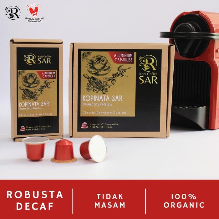 

[Promo] Kopinata SAR - Decaf Coffee Robusta Nespresso Compatible Coffee Capsule Kopi Kapsul untuk Mesin Nespresso by Kopi Coffee SAR - 10 Kapsul
