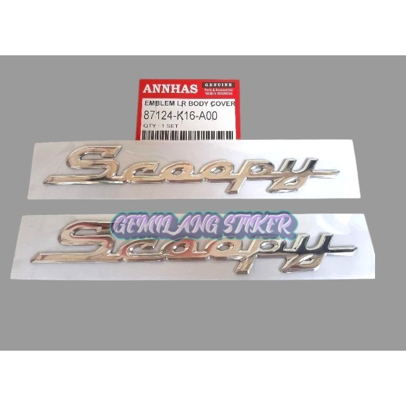Fullset Logo Emblem Honda Scoopy  3D 2014-2016 sepasang kanan kiri timbul Original