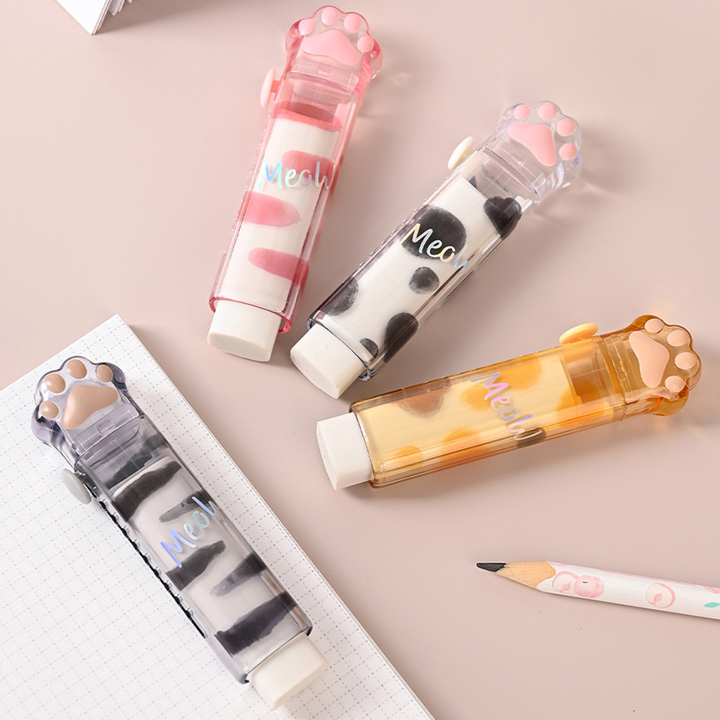 

1 pc push-pull eraser, panda paw retractable eraser, portable school utensils, cute manual eraser, student supplies