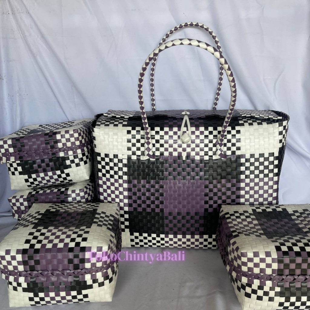 Tas Keben Set 4 Bahan Plastik Strapping dengan Tambahan Tutup, FREE NAMA