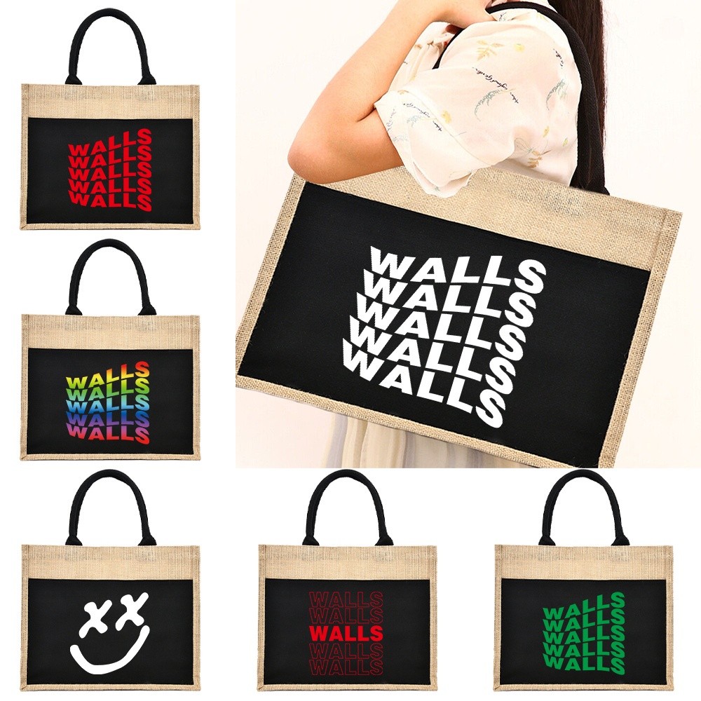 Jute Handbag Linen Shoulder Sacks Jute Imitation Sacks Linen Bags Shopping Pouch Tote Laminated Bags