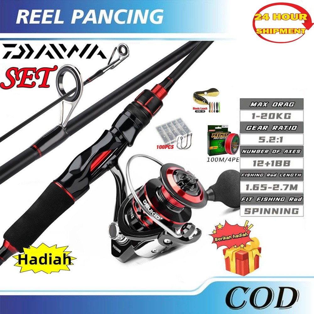 Set Joran Pancing Set Lengkap Set DAIWA Pancing dan Gulungan Pancing Serat Karbon Set Pancing Ultral