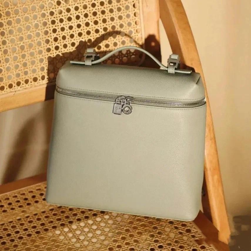 Extra Pocket LP23 New Women's Leather Backpack Litchi Pattern Commuter Handbag Soft Zipper Closure S