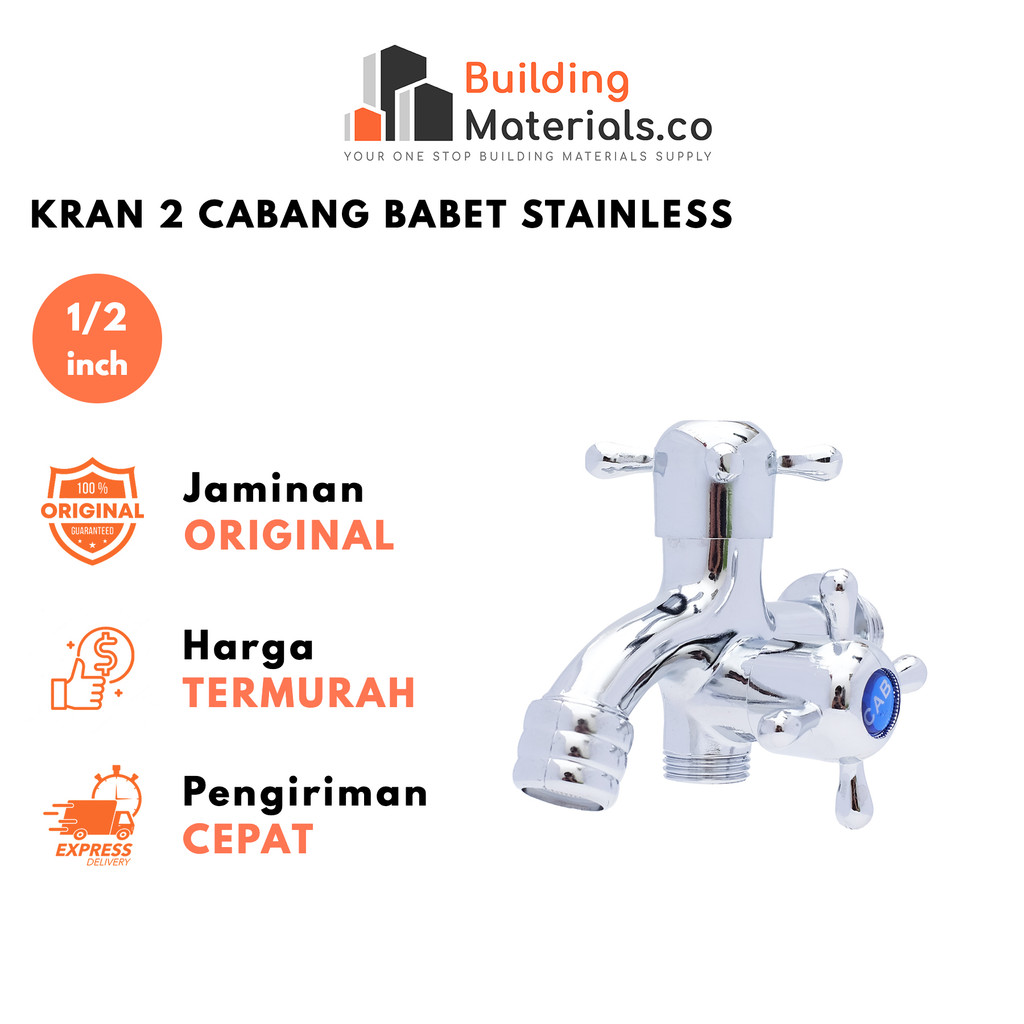 Kran Air 2 Cabang / Kran Cabang Stainless 1/2 - Merk CAB