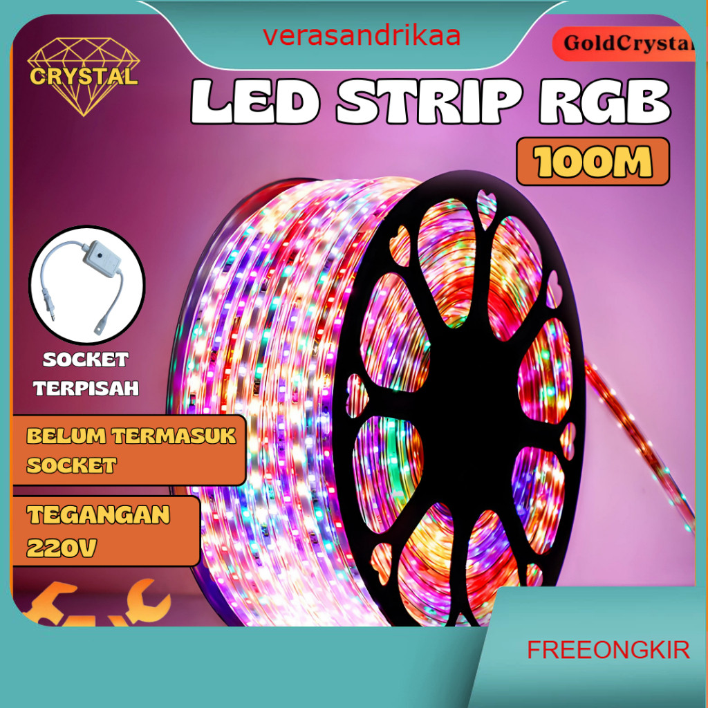 Lampu Selang Led Strip Rgb 5050|100Meter Raibow Kelap Kelip / Lampu Led Strip 100 Meter