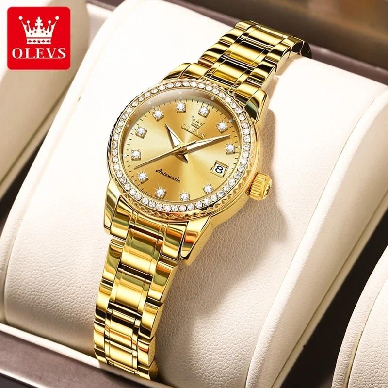 OLEVS-7003 Automatic Mechanical Watches Women Waterproof Luminous Calendar Women Wrist Watch Luxury 