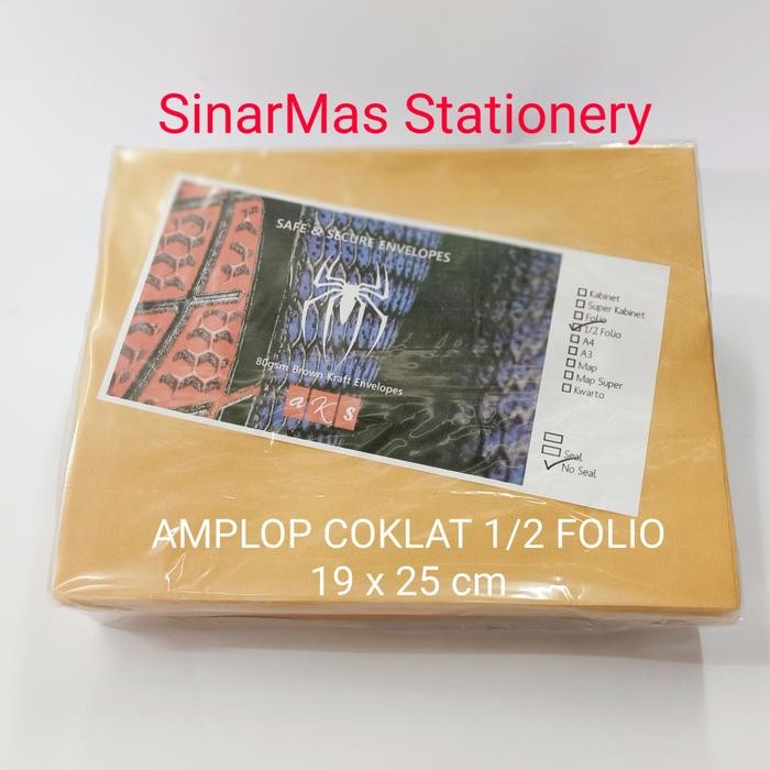 

AKS Amplop Coklat Polos 1/2 Folio F4 19x25 cm 100 Lembar Tebal 80 Gram Ideal untuk Penyimpanan Arsip dan Blangko Perusahaan by Fajar SA