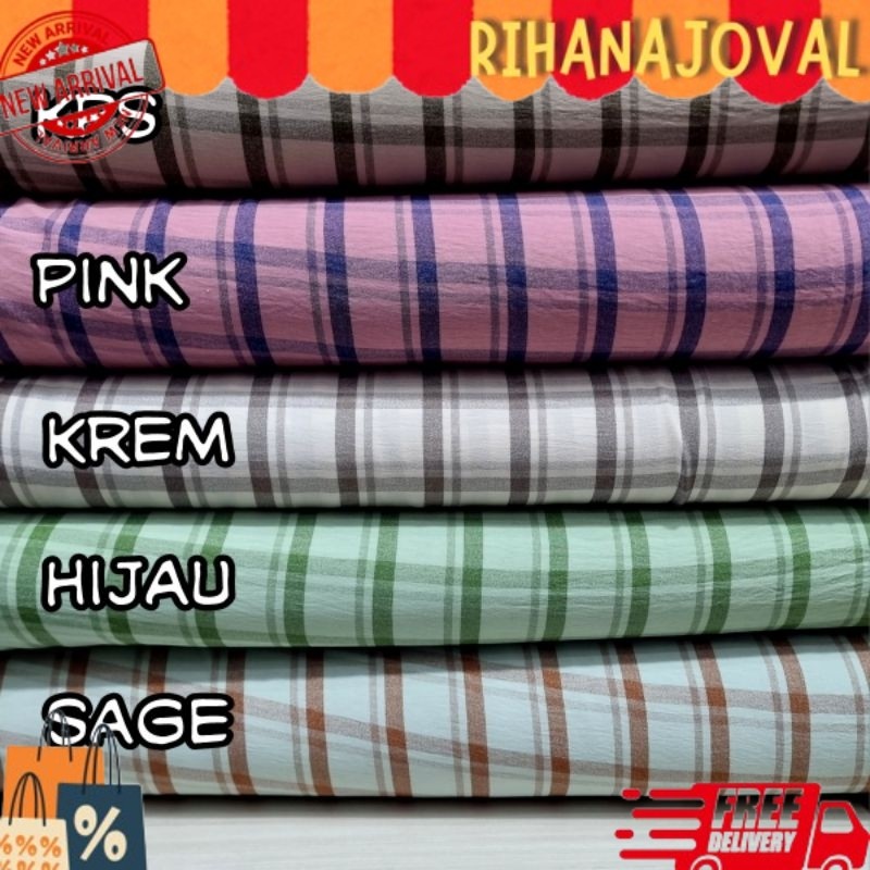 Kain Crinkle Airflow Motif Kotak (Harga per 0,5m) GERCEPIN SUKAPEDIA