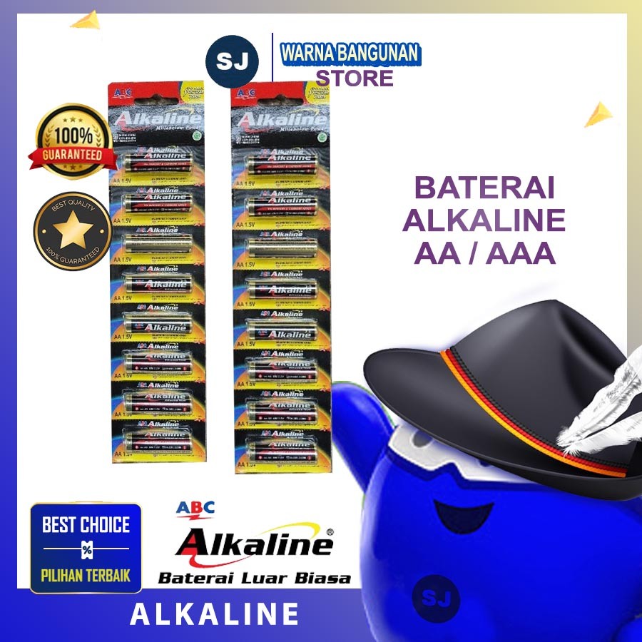 BATERAI ABC ALKALINE 1 RENTENG (8 butir) AA ATAU AAA