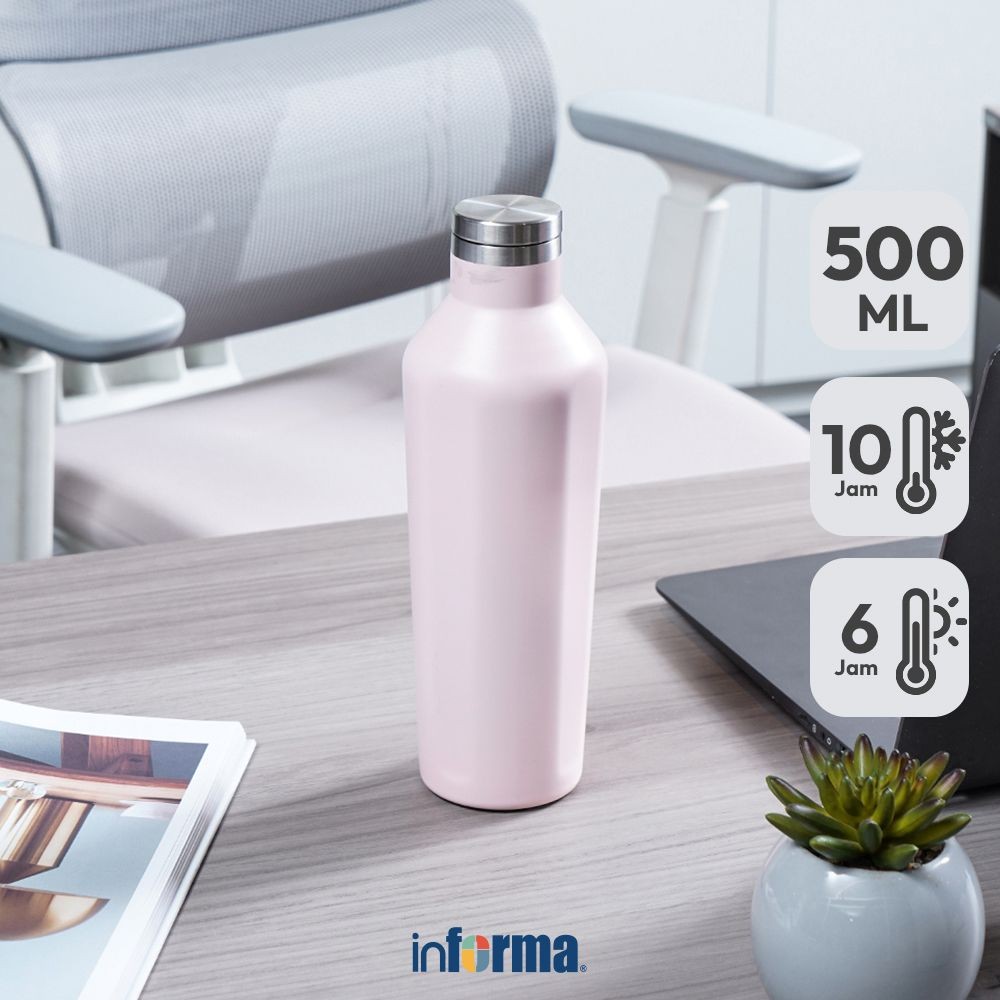 miyakinay - informa appetite vacuum flask 500ml - pink tumbler termos panas dingin food grade