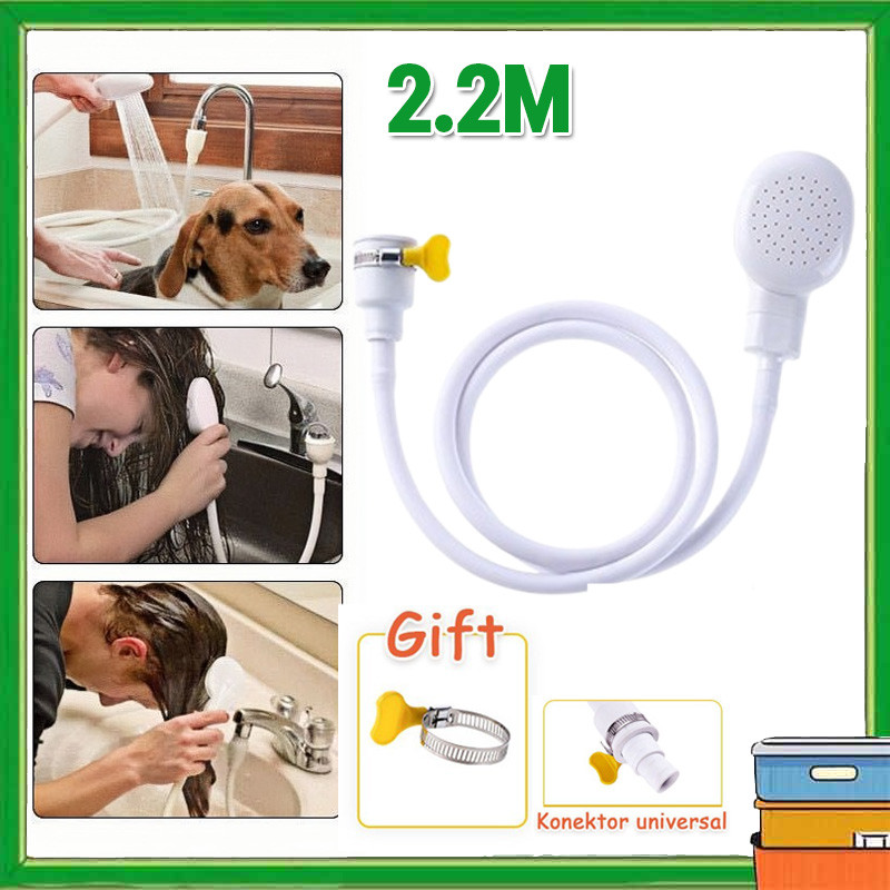 2.2M Hand Shower Shower Bathing Tool Shower Portable Pvc Simple Praktis Selang Shower Kamar Mandi Pl