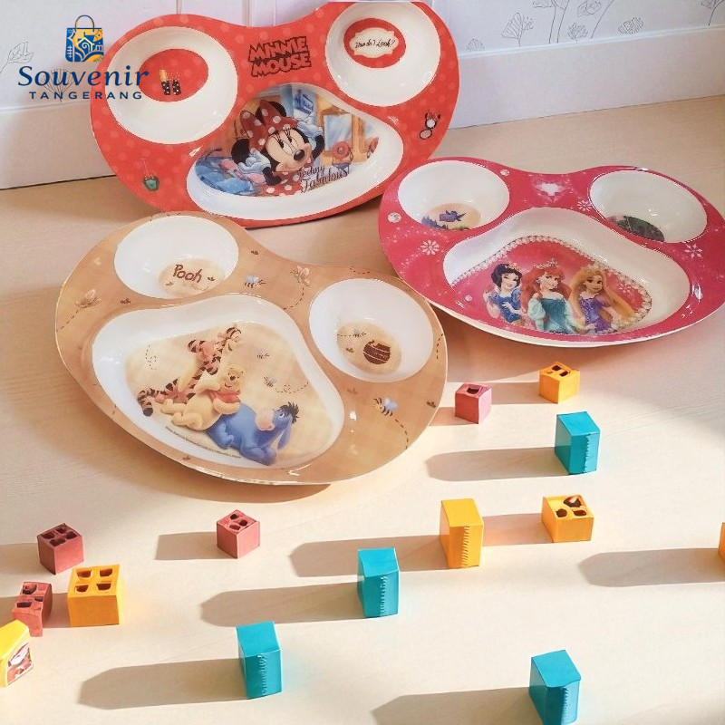 Melamin Piring Makan Anak 3 Sekat/Melamin Karakter Disney (PC0710)