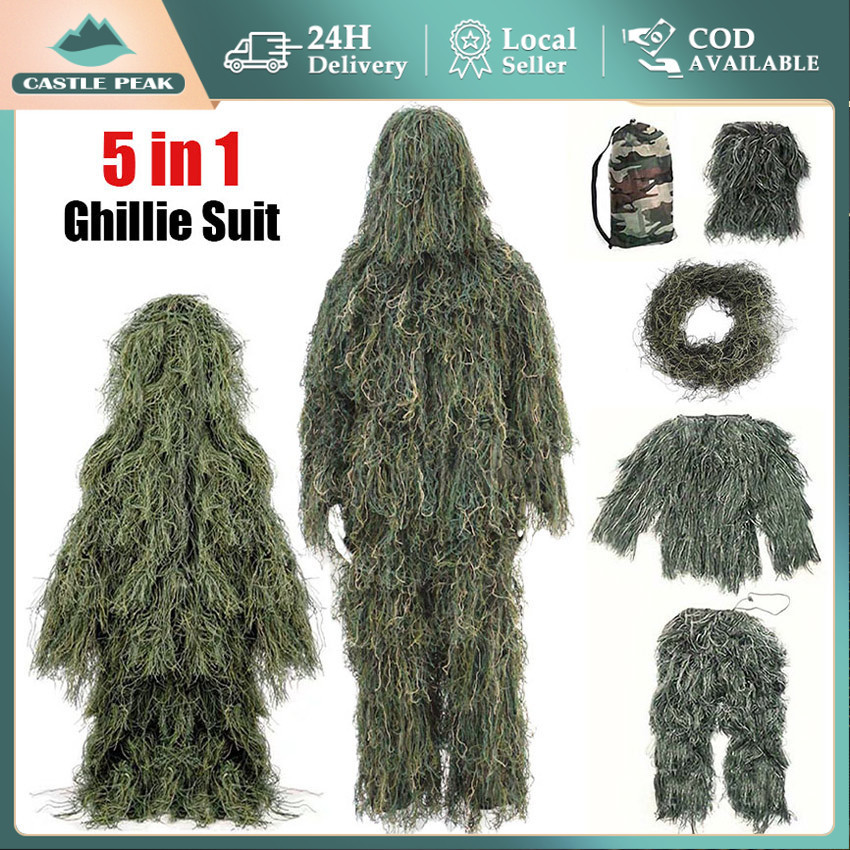 Kostum Karnaval Anak Baju Camo - Setelan Ghillie Sniper Penyamaran - Baju Perang-perangan Motif Lore