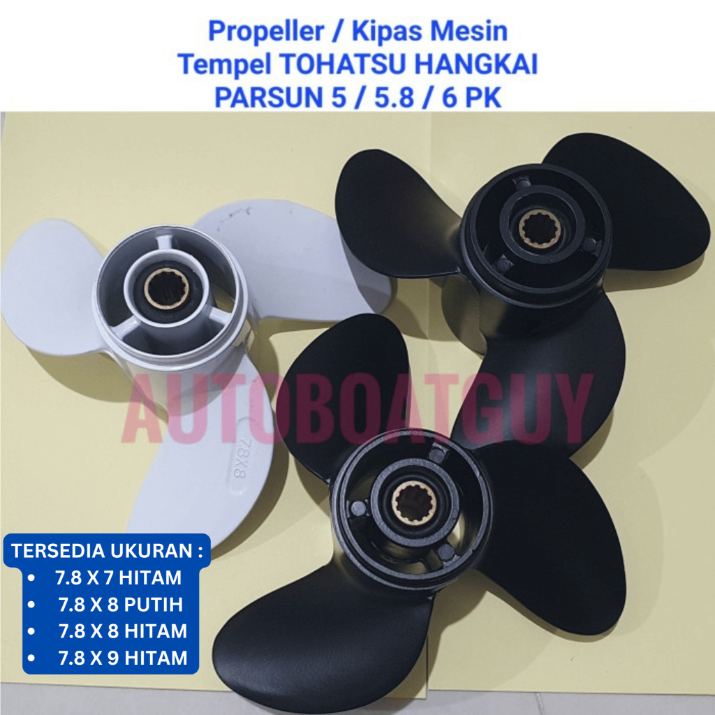 Propeller / Kipas Mesin Tempel Hangkai 6 PK / Tohatsu 5 HP / Parsun 5.8 PK
