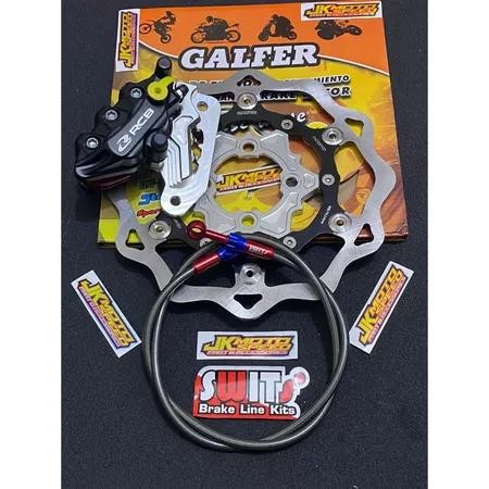KALIPER CAKRAM DEPAN RCB S SERIES SET BREKET 2 PISTON UK 260MM SELANG REM SWITCH DEPAN DISK GALFER 2
