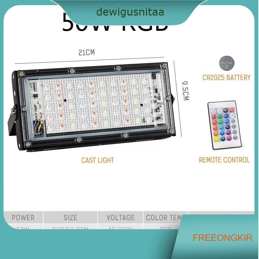 LAMPU SOROT 50W RGB MODEL TIPIS IP65 / LAMPU TEMBAK TIPIS 50 WATT RGB