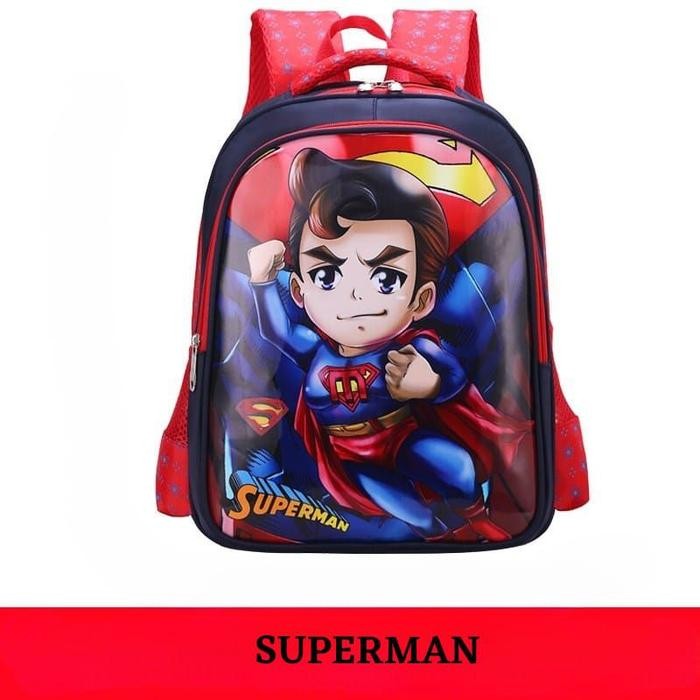 Tas Ransel Sekolah anak TK/SD Karakter Cewek/Cowok Tas Sekolah Import - SUPERMAN