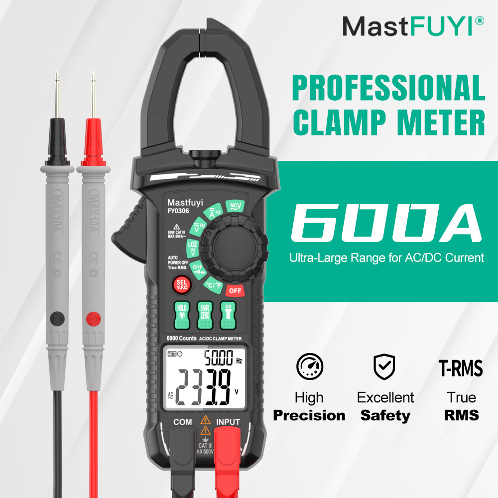 MASTFUYI FY0306 Professional Digital Clamp Meter High Precision Multimeter True RMS AC/DC Current Vo