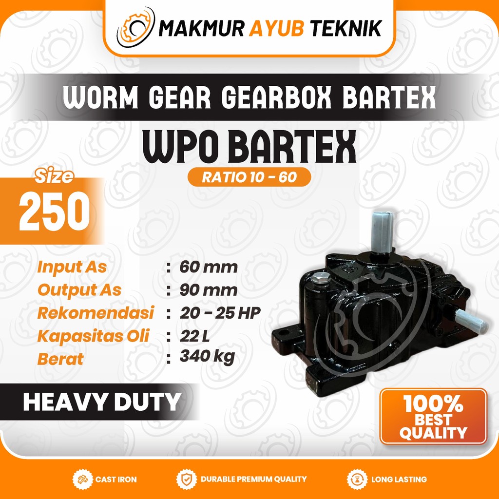 MAT | BARTEX Gearbox WPO Size 250 Ratio 10-60 Worm Gear Speed Reducer Gear Box