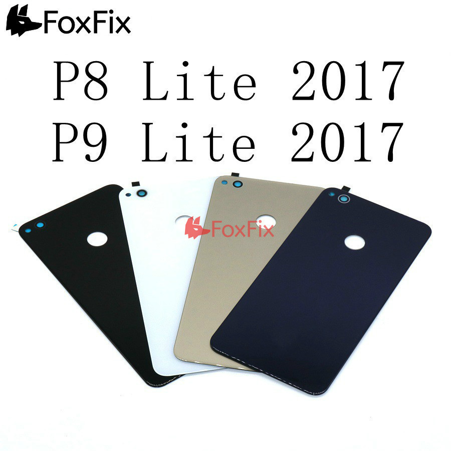 For Huawei P8 Lite 2017 P9 Lite 2017 Back Glass Cover Rear Door Housing Panel Case Replacement+Adhes