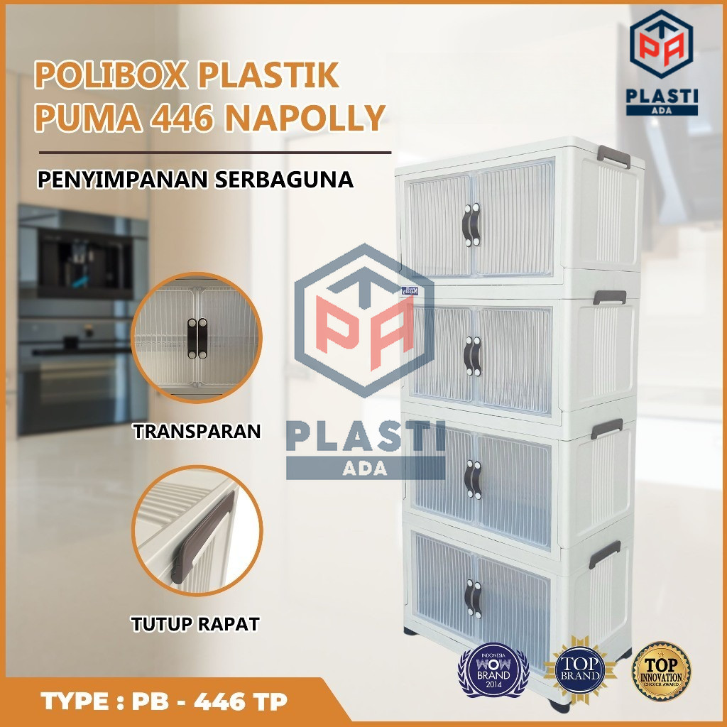 NAPOLLY POLIBOX 446 SUSUN 4 + RODA - Almari Plastik/ Bok/ Lemari Jumbo