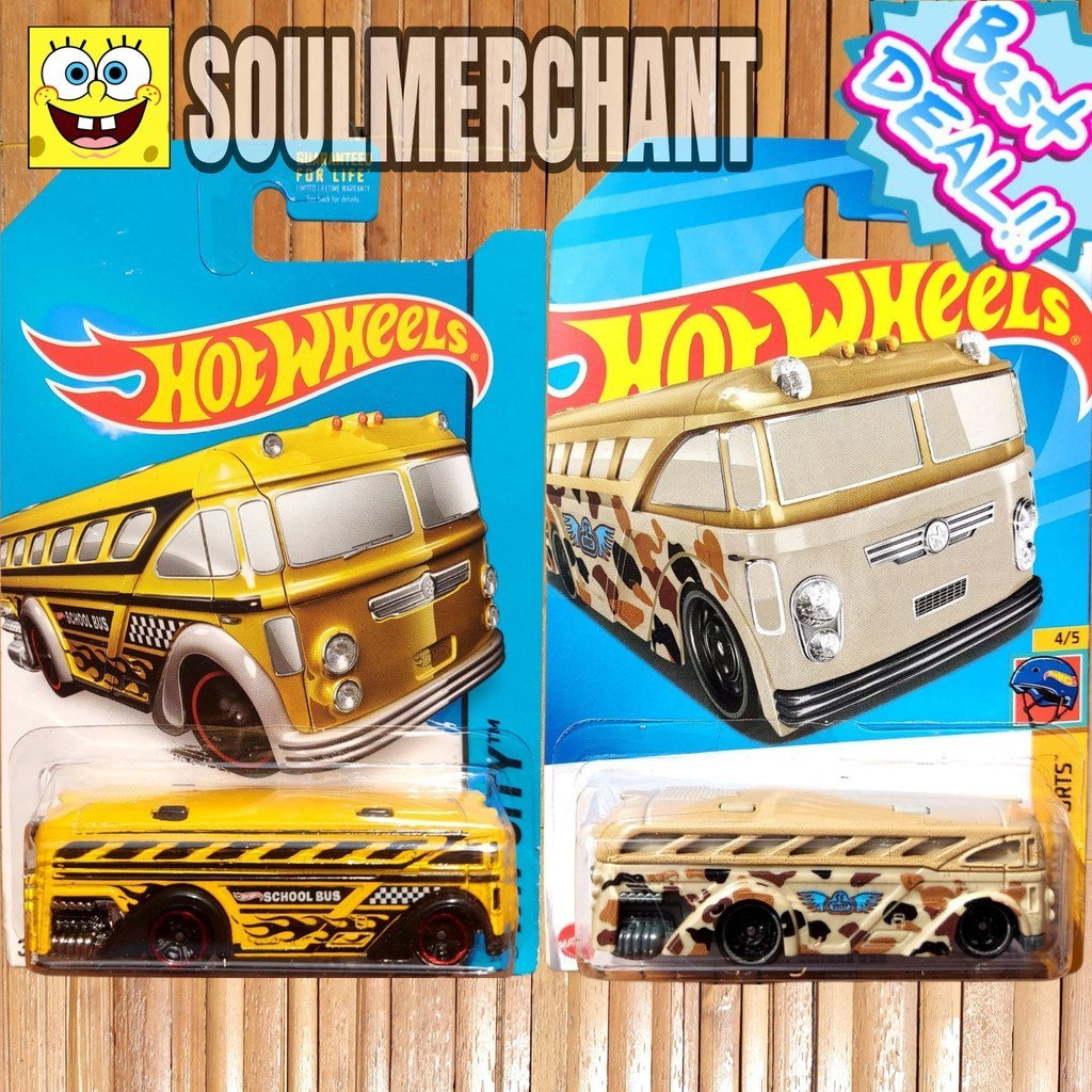 Hot Wheels Surfin School Bus Surf Up Bus Coklat Kuning Bus Sekolah Original Mattel