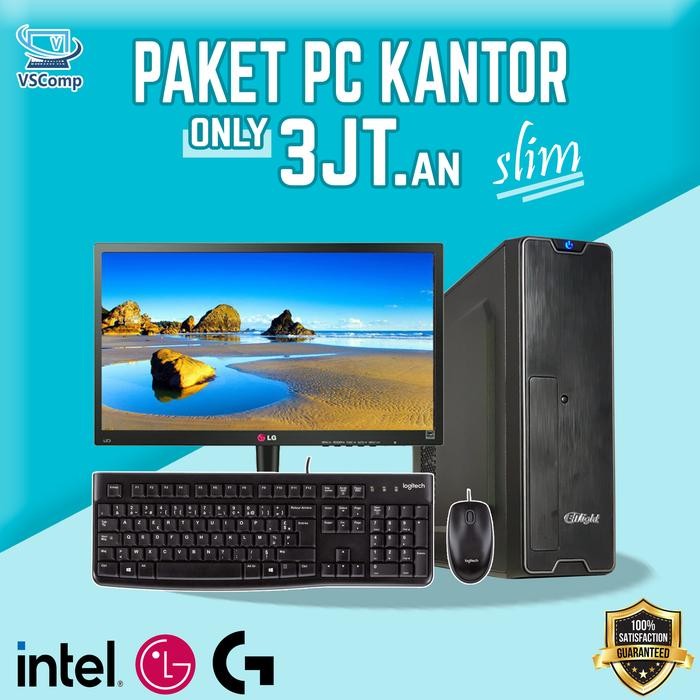 PC Komputer Rakitan Fullset - Core i5 8GB SSD 256GB + Monitor 19 inch LG Lenovo Samsung Viewsonic + 