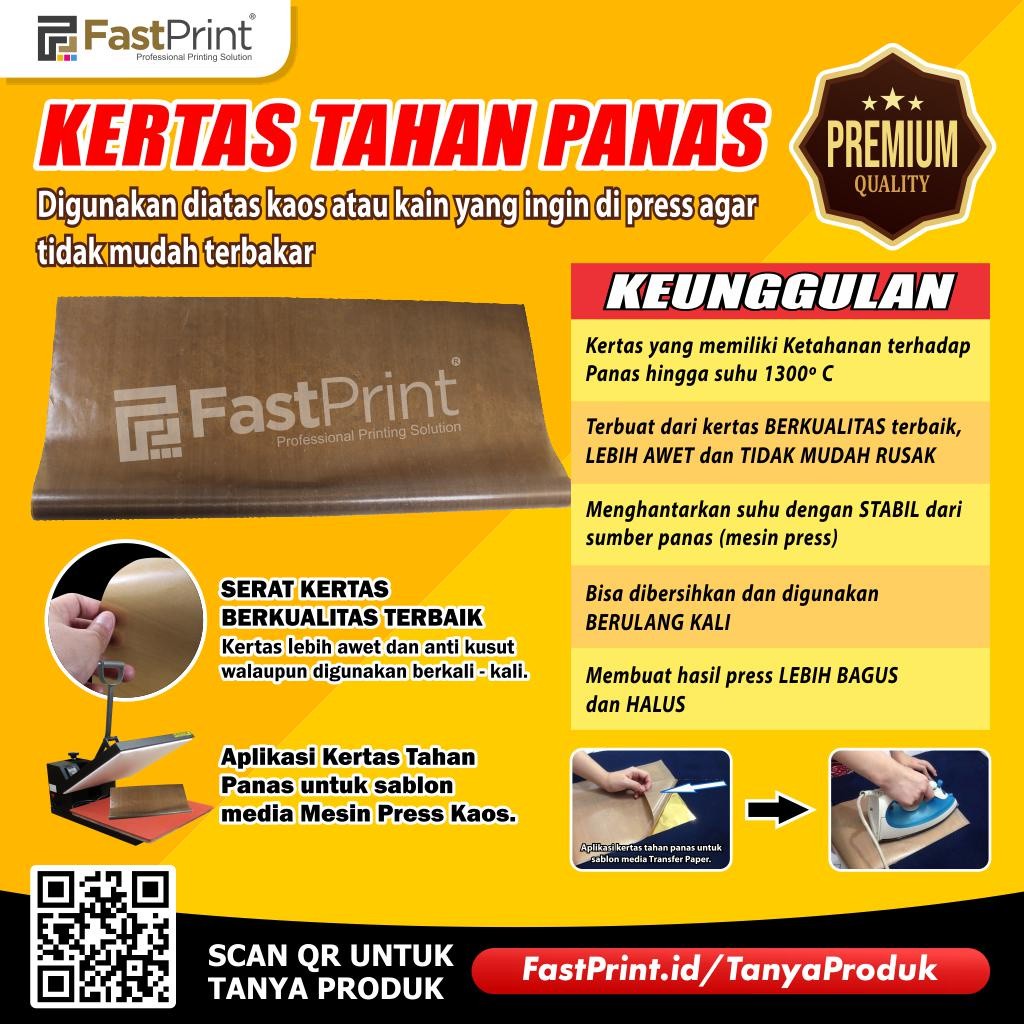 Kertas Teflon Tahan Panas Alas Mesin Press