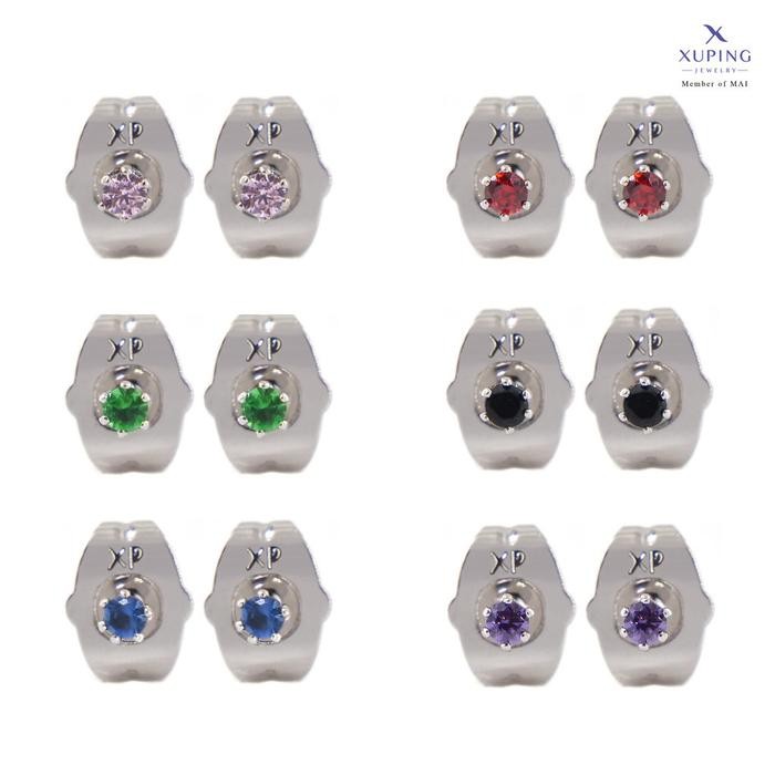 Xuping Anting Stud Perak Wanita Mata Warna Cengkeh - HIJAU