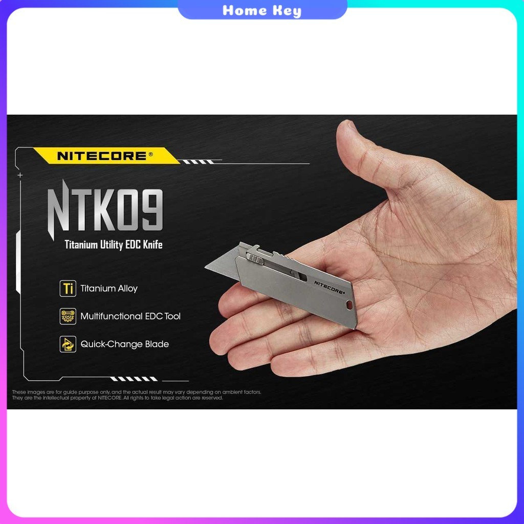 NITECORE Pisau Cutter Quick Change Blade Utility Knife Titanium Alloy - NTK09