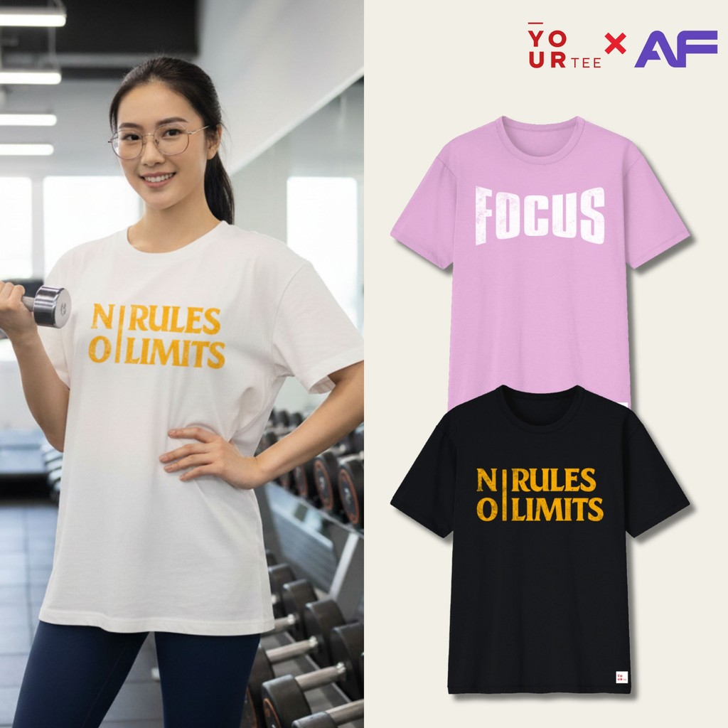 Yourtee Baju Kaos Pria Wanita Anak Dewasa – “Focus Rules Limit” Anytime Fitness| Katun Combed 30s