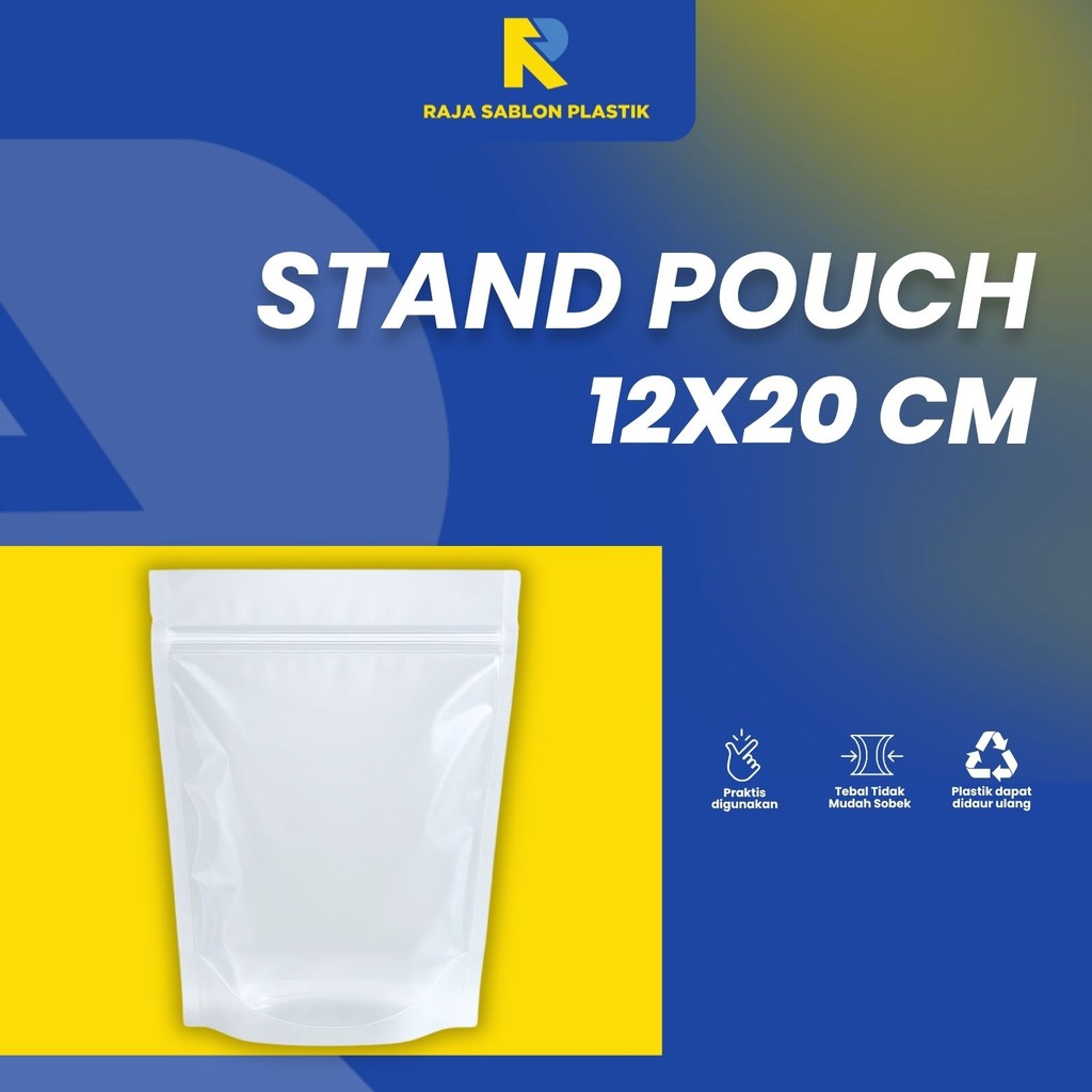 Standing Pouch / Stand Pouch / Pouch untuk Makanan / Pouch Snack Ukuran 12 x 20  Plastik Klip berdir