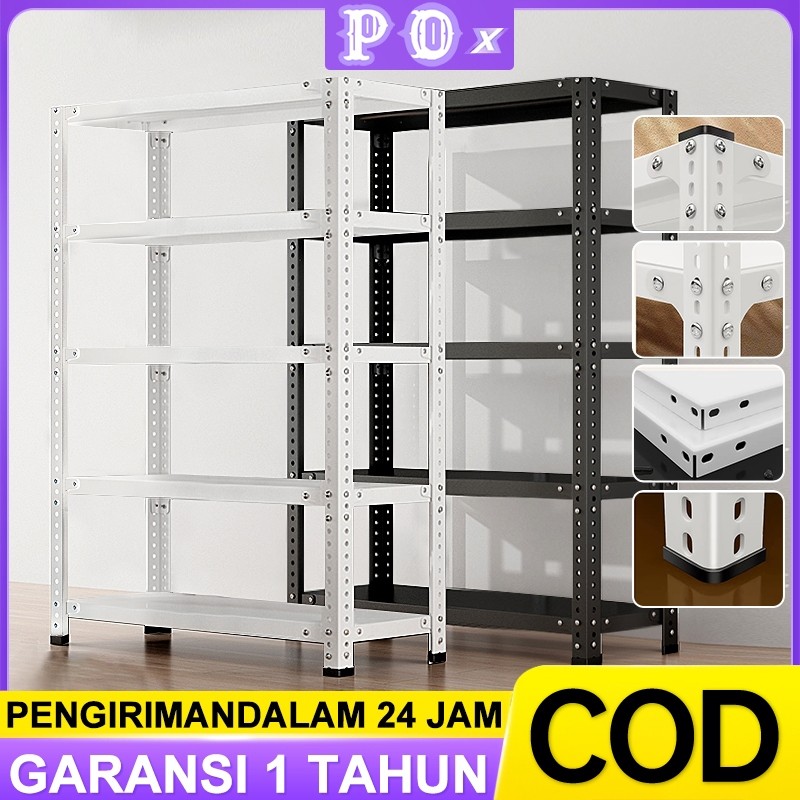 PRADHIP_IDRak besi sudut susun 5/6 tingkat / rak barang dagangan / rak gudang / rak dapur / rak buku