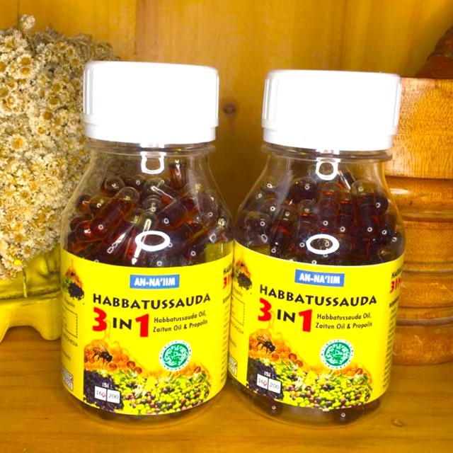 Minyak Jintan Hitam Habasy Asli Afrika Habatussauda oil, minyak zaitun, propolis an-naim 160kapsul