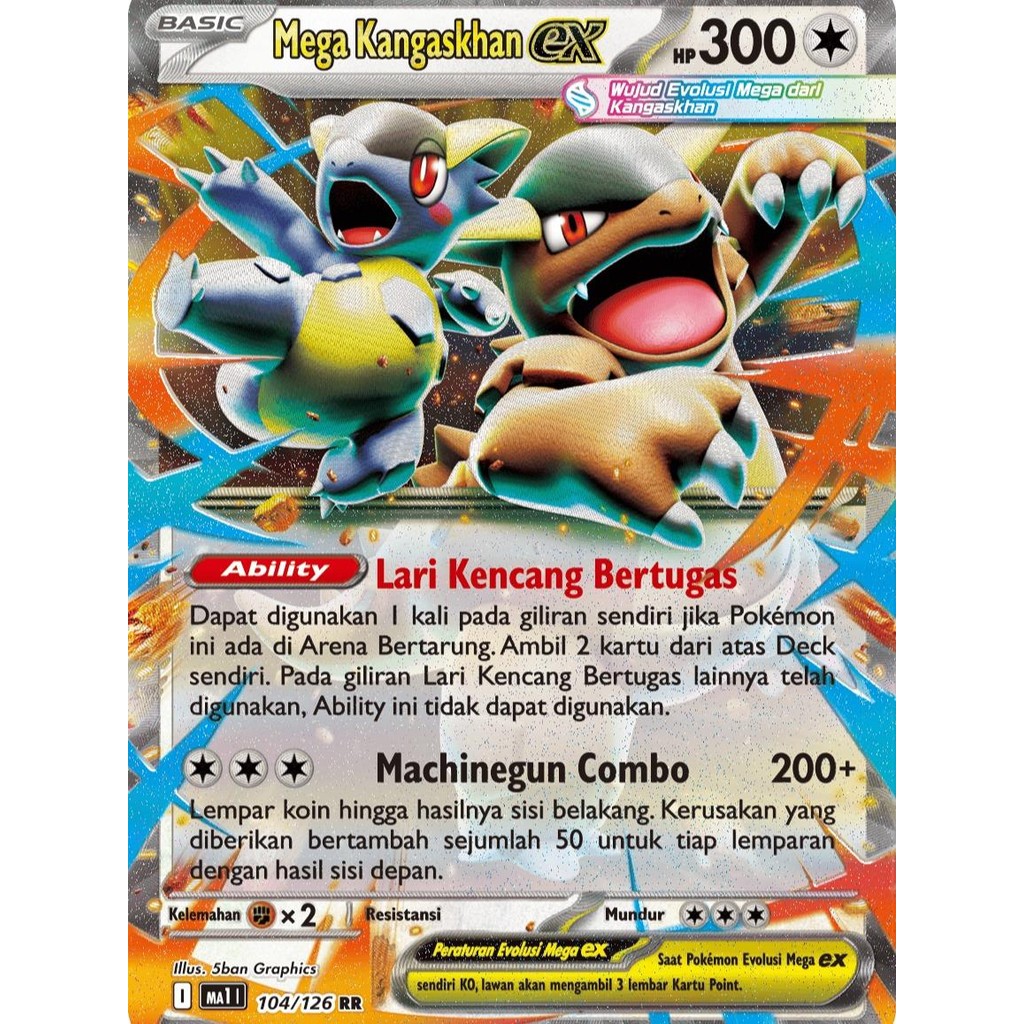 TCG MEGA KANGASKHAN EX RR 104/126 HOLO MA1 Evolusi Mega KARTU CARD POKEMON INDONESIA