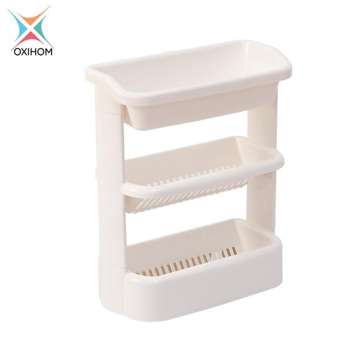 [ GERONIMO ]  Oxihom Rak Kamar Mandi Rak Sabun Rak Dapur Rak Susun Plastik Rak Bumbu - S56113 Putih 