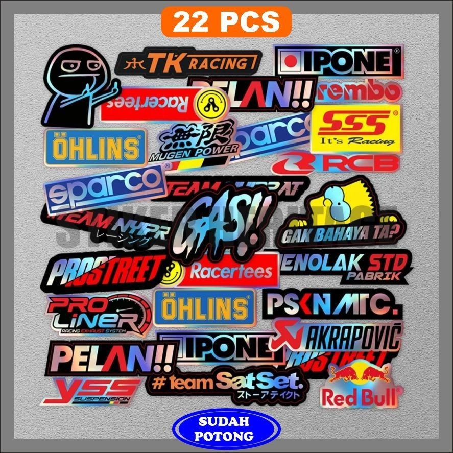 STICKER STIKER RACING HOLOGRAM | STIKER MOTOR  | STICKER HELM, stciker pack stiker helm stiker estet