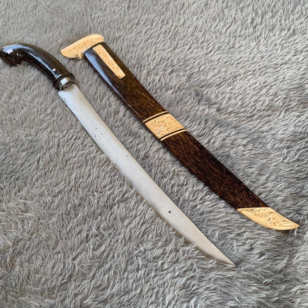 Rajanya PerkakasBaja Per Asli Pisau Sembelih Zambia Ukir Kayu Aren Kombinasi Kayu kopi Total Panjang