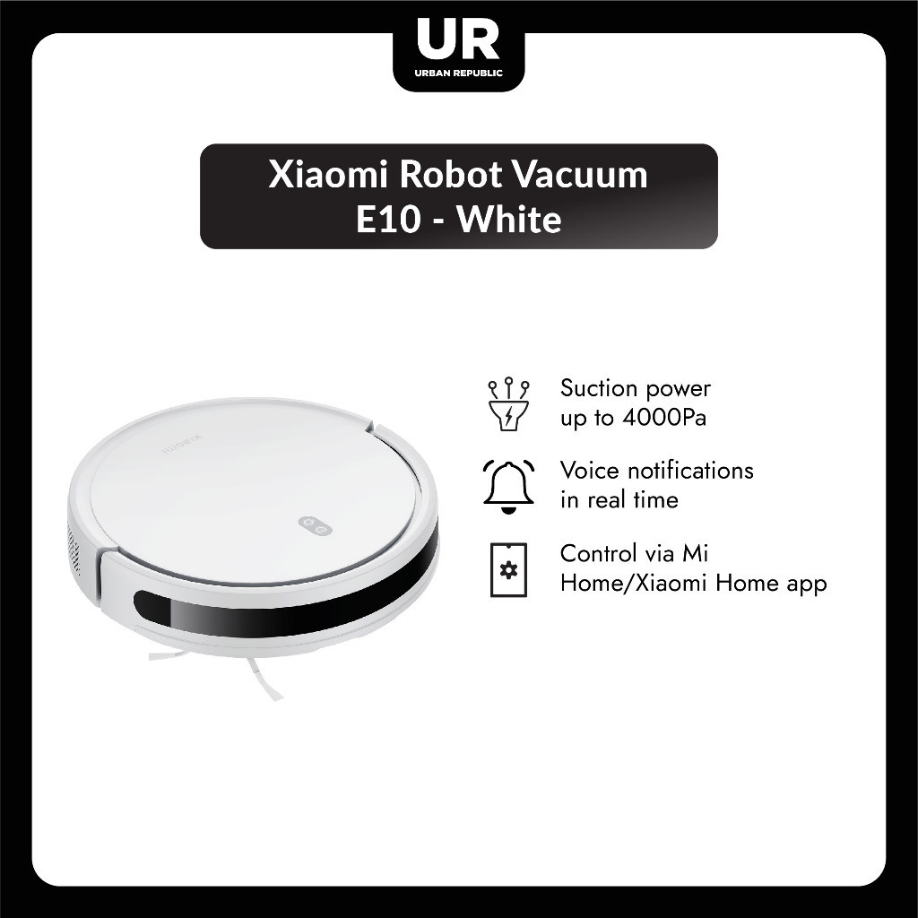 Xiaomi Robot Vacuum E10 - White, Pembersihan Cepat, Baterai Besar