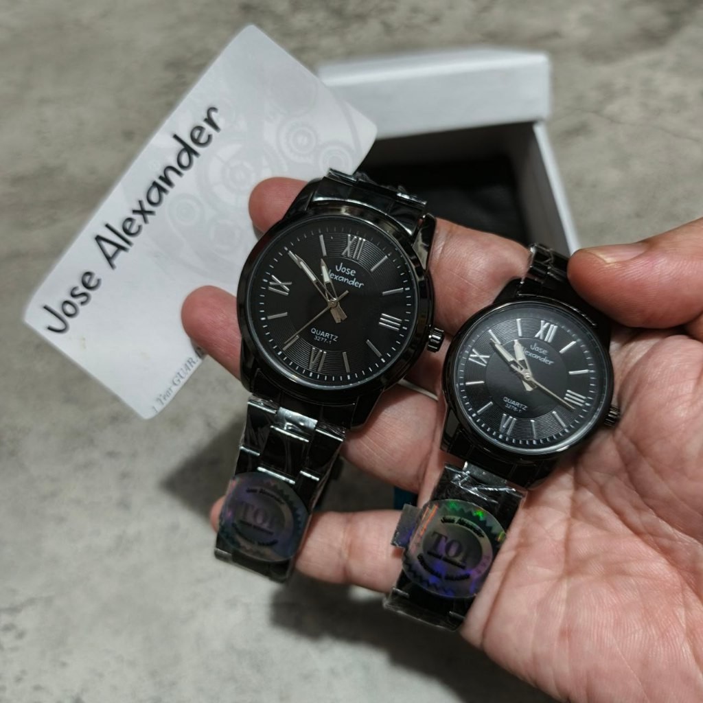 Jose Alexandre Jam Tangan Couple / Pasangan Rantai Stainless 2 Jam 1 Box