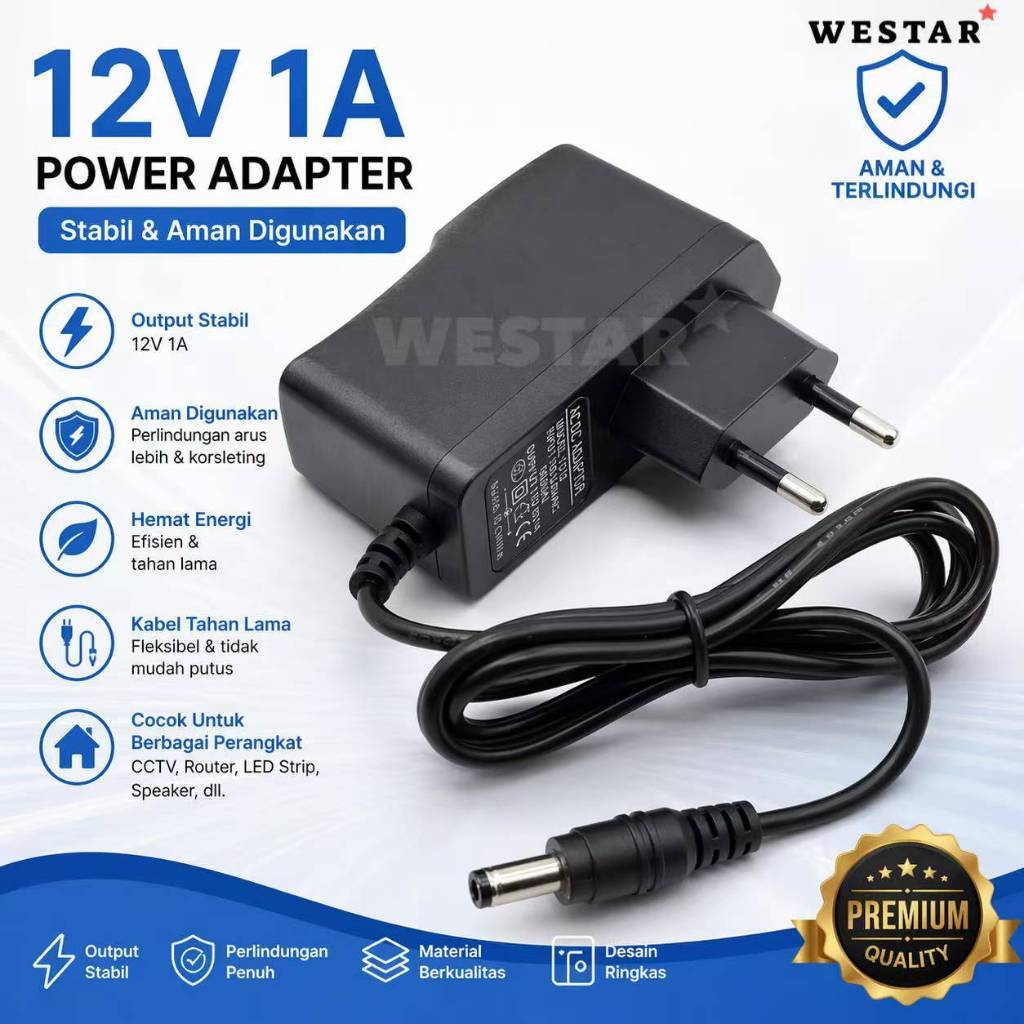 ADAPTOR STB ZTE CCTV MODEM ROUTER 12V 1A POWER SUPPLY ADAPTOR 12V 1A