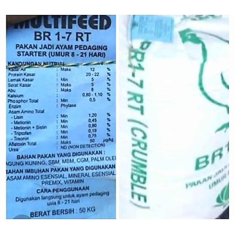 MULTIFEED BR1-7 RT PAKN AYAM PEDAGING 20 KILO
