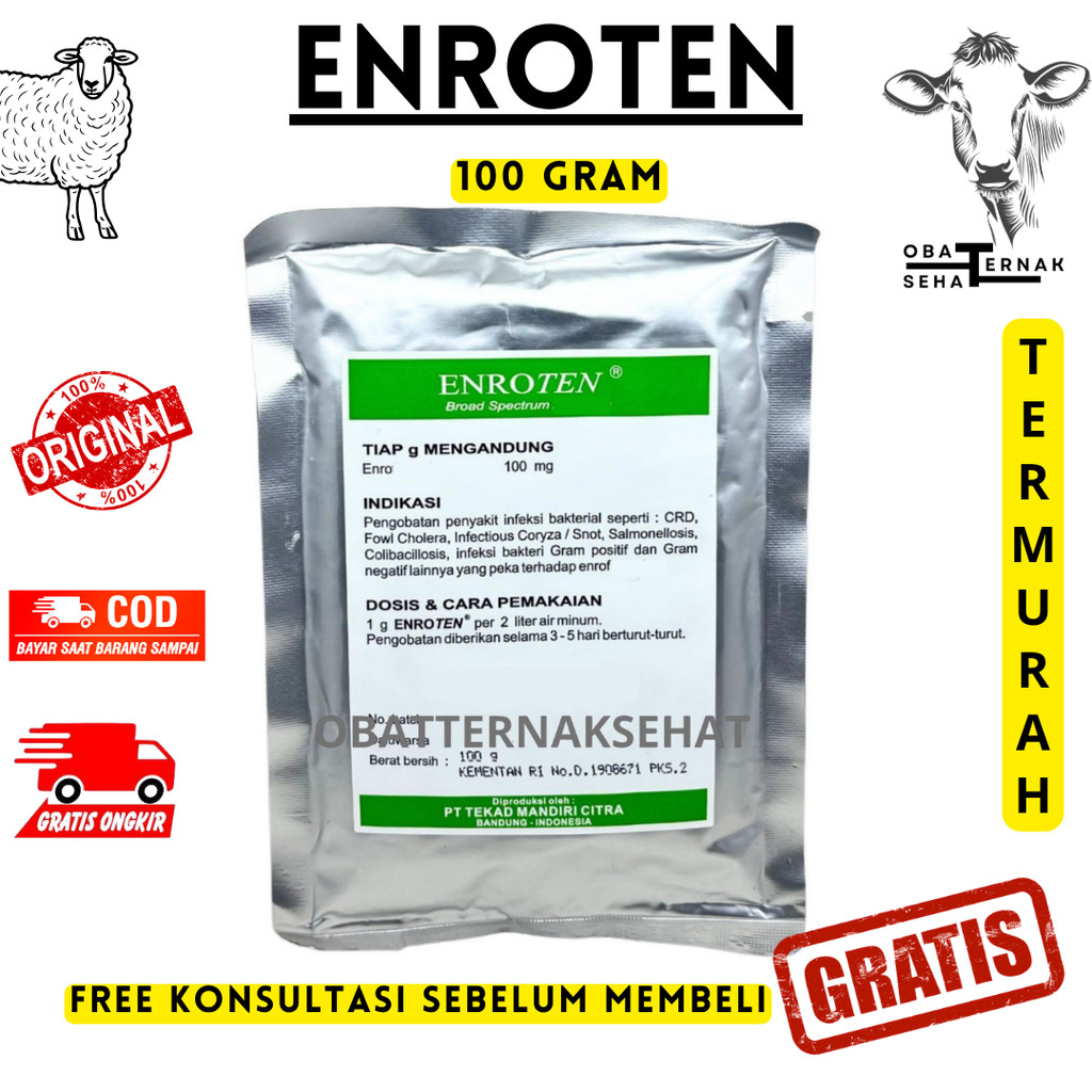 ENROTEN 100 gram - Obat Pernafasan Hewan