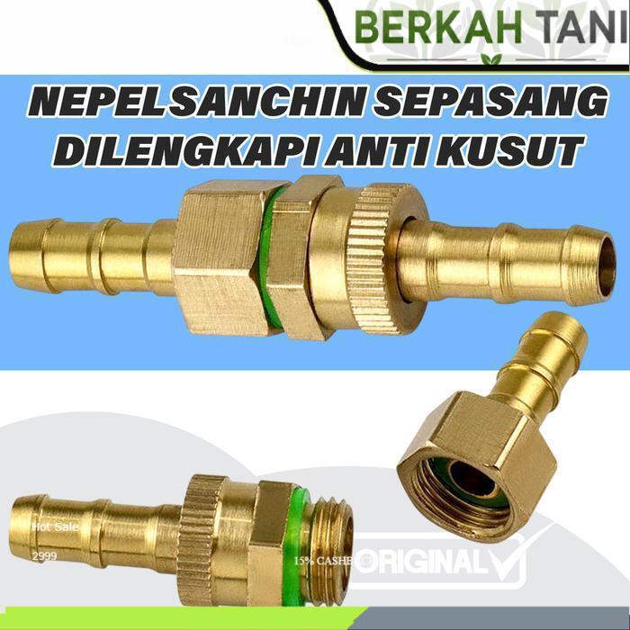 Nepel Sanchin Male Female Sepasang dilengkapi Swivel anti kusut ke selang 8.3mm Full Kuningan